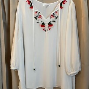 Honey Punch White Embroidered Women's Top